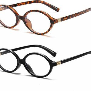 Oval Glasses Blue Light Blocking Nerd Eyeglasses for Women Men Retro Fashion